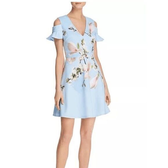 Ted Baker Effrae Harmony Cold-Shoulder Dress - Pale Blue, Sz 1 (Small) - Picture 1 of 11